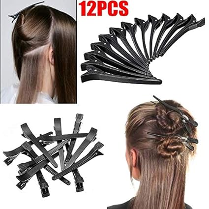 Majik Section Clips Hair Styling Accessories For Parlour And Salon Use, Black, 20 Gram, 12 Pcs Pack Of 1 (Section Clips)