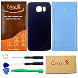 CrazyFire® Dark Blue Replacement Rear Glass Lens Bezel Battery Door Cover For Samsung Galaxy S6 G920 G920A G920P G920T G920F G920V G920R4 With Adhesive And Tools Kit