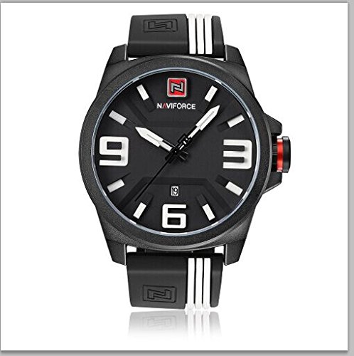 NAVIFORCE Men Watches Quartz Fashion Silicone Strap Sports Water-Proof 3D Dial Casual Wristwatch + Box