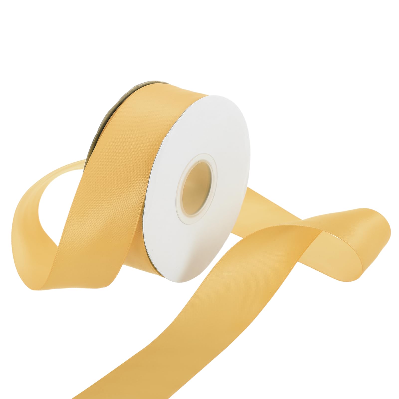 Rebower 38mm Satin Ribbon 23m Thick Double Face Grosgrain Silk Ribbon, [for Gift Wrapping, Hair Bows, Wedding, Cake, Flower] - 25 Yard/75ft/Dark Yellow