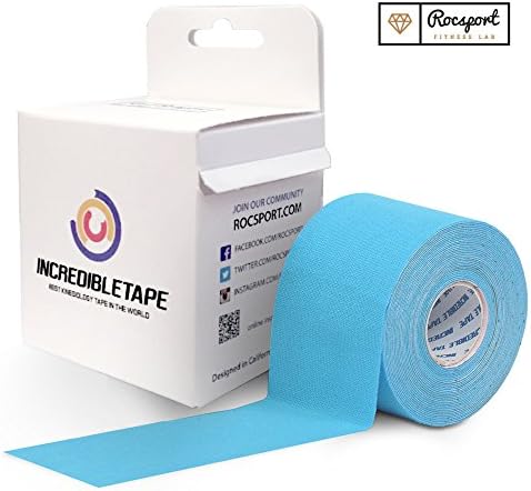 Incredible Tape Premium Kinesiology Tape (BLUE) Ebook &amp; BOX Injury and Performance. Latex Free, Water Resistant