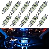 Partsam 10PCS Ice Blue 44mm Festoon Rigid Loop LED Light Interior Dome Map Lamp Bulbs 211-2 212-2 214-2 569 578