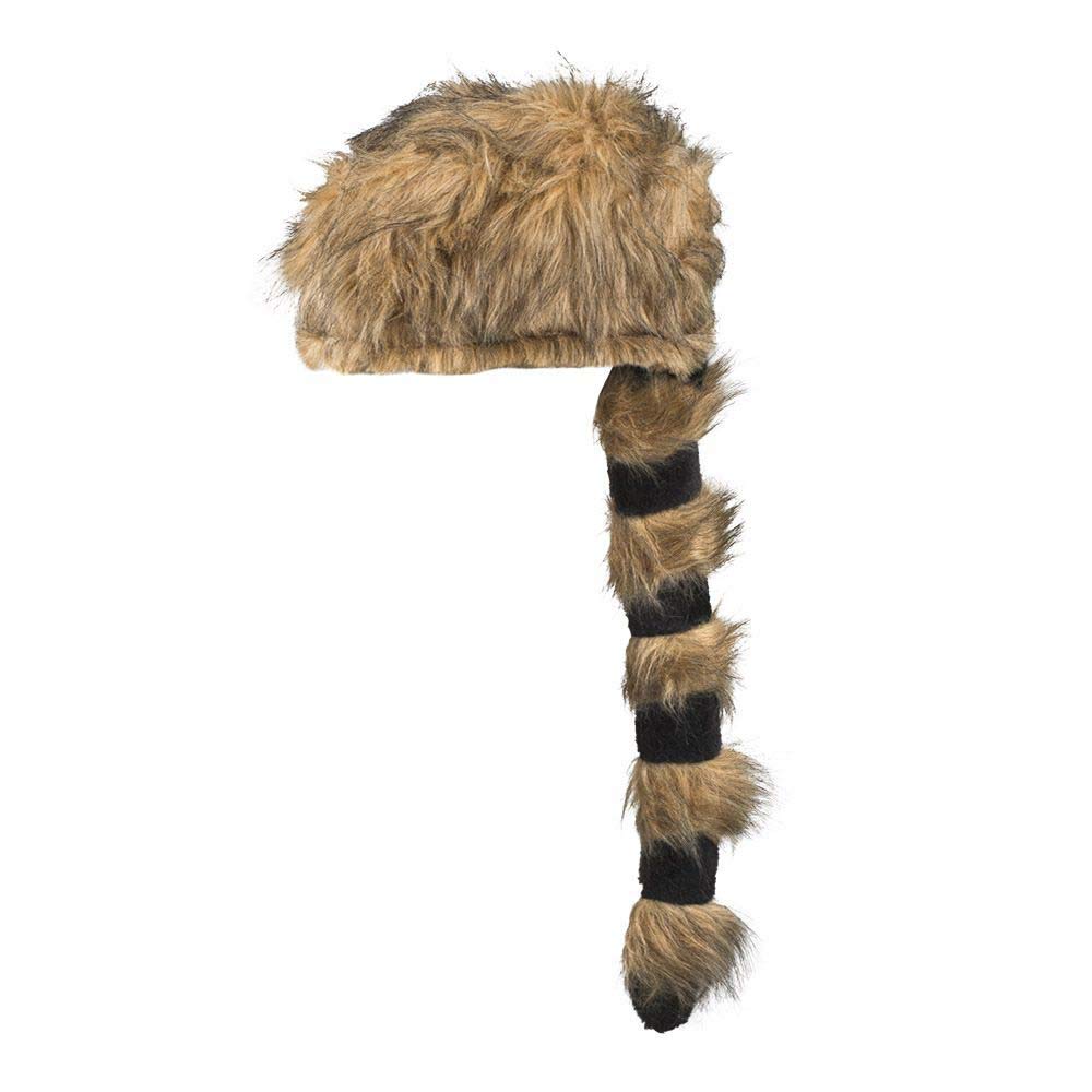 Boland Alaska Hat – Faux Fur Coonskin Cap with Long Tail – Brown Adult Fancy Dress Costume Accessory – One Size Headwear for Carnival, Parties and Themed Events