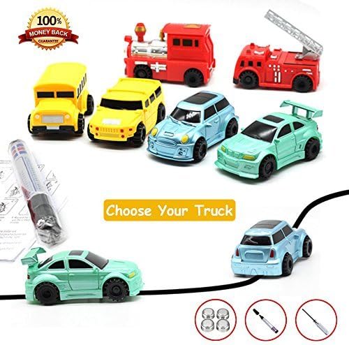 Magic Inductive Toy Car Truck Tank Bus Follow Any Black Drawn Line For Pre-school Learning and Children (Yellow Hummer 1 Piece)