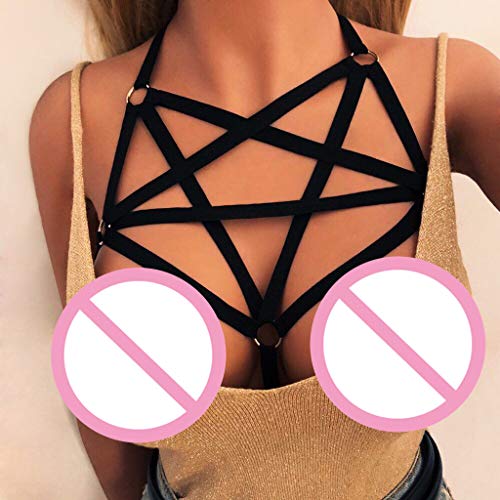 image for Mbtaua Women Alluring Cage Bra Elastic Cage Bra Strappy Hollow Out Bra