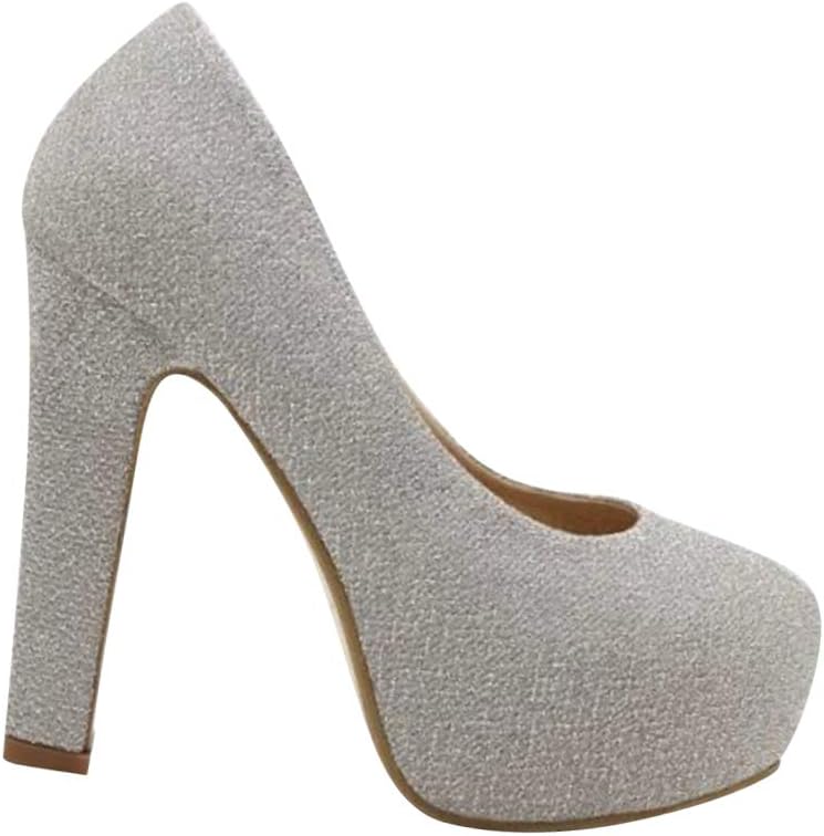 Womens High Heels Court Shoes - Ladies Round Head Stiletto Work Party Club Pumps Ankle Platform Wedding Bride Bridesmaid Dress (Shoes is Smaller)