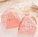 50pcs Party Wedding Favor Candy Box With Ribbon Laser Cut Rose Flower Chocolate Gift Boxes Bonbonniere for Birthday Bridal Shower Valentine’s Day Christmas Decoration (Pink)