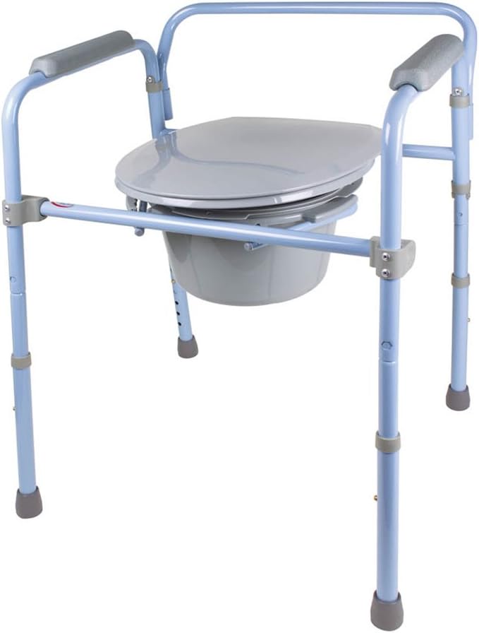 Carex 3-in-1 Folding Bedside Commode - Porta Potty for Adults - Portable Toilet for Camping: Health & Personal Care