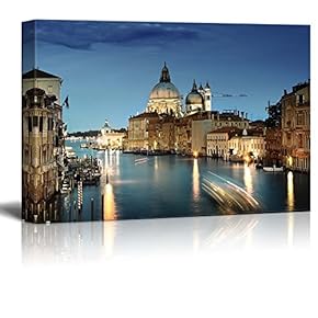 Beautiful Scenery Landscape Grand Canal and Basilica Santa Maria Della Salute Venice Italy - Canvas Art Wall Art - 12" x 18"