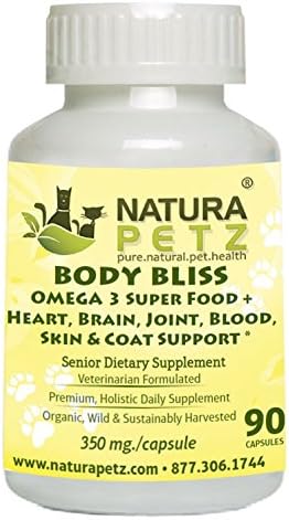 Natura Petz Organics Body Bliss Omega 3 Super Food + Heart/Brain/Joint/Blood/Skin & Coat Formula for Senior Pet