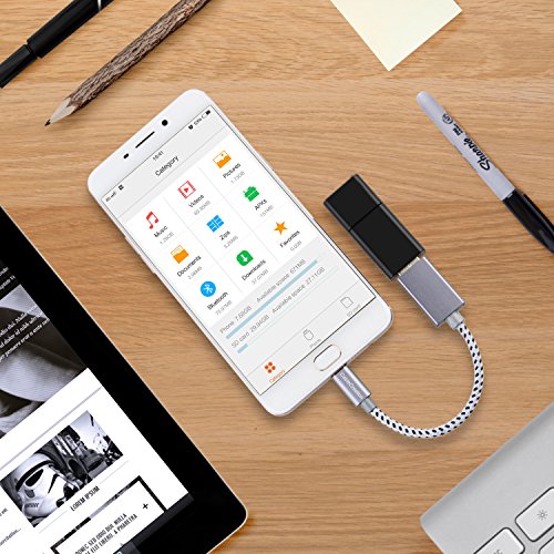 CableCreation Micro USB 2.0 OTG Cable Braided On The Go Adapter Micro USB Male to USB Female for Samsung or other Smart Phones with OTG Function, 6 Inch/ Space Gray Aluminum