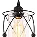 Creatgeek Plug-In Modern Industrial Glass Pendant Light with 16.4'（Ft）Cord and In-Line On/Off Dimmer Switch,Black Finish Cylinder Style