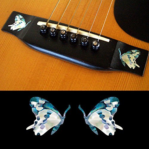 Inlaystickers for Acoustic Guitar Bridge - Butterfly (L&R Set) - Abalone Blue, BS-215BF-BL