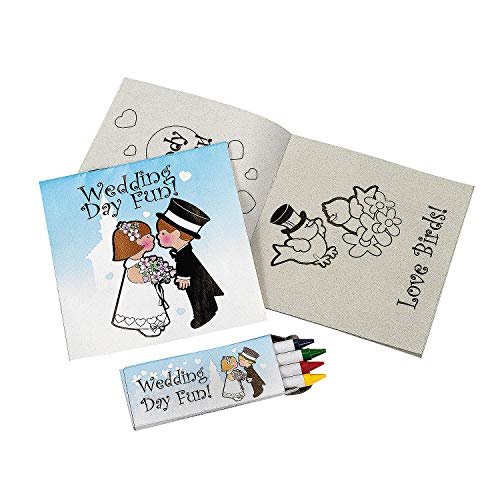 Children's Wedding Coloring Books Set of 12 activity pads, Crayons