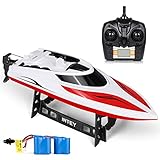 INTEY Remote Control Boats - Easy to Use for Kids & Adult, Run Fast in H102 20+ mph for Pool & Lakes, Speed Boat with 4 Channel & Capsize Recovery, Red