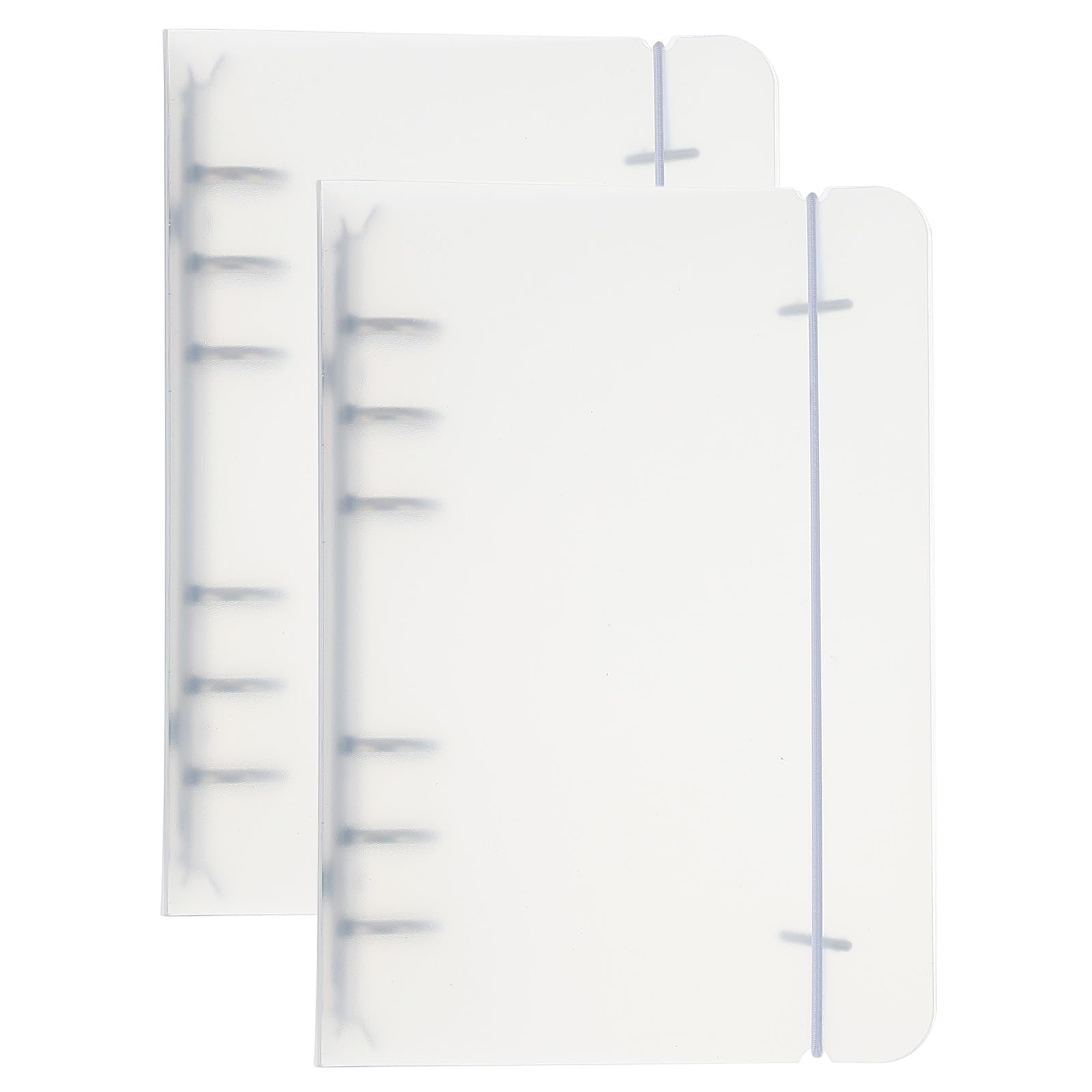 PATIKIL A6 Binder Cover, 2 Pcs PP 6 Ring Round Ring Binder Cover with White Fixing Belt Metal Lock Loose Leaf Binder Protector Refillable Notebook for Meeting Folder, Matte White