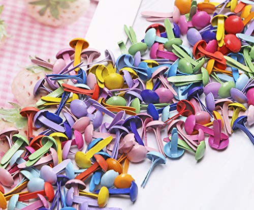 image for Penta Angel Paper Fasteners 200Pcs Colorful Mini Brads Round Brass Met