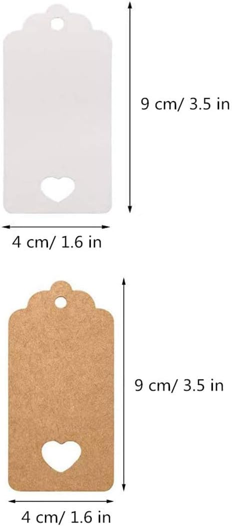 Kraft Paper Gift Tags - 50PCS Brown Heart Wedding Favour Name Tags with Jute Twine String, Brown Tag-50Pcs, 9cm*4cm - Image 4