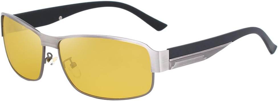 KINGSEVEN Yellow Polarized Sunglasses Men Women Night Vision Goggles Driving Glasses Driver Aviation Polaroid Sun Glasses UV400 (Gray yellow)