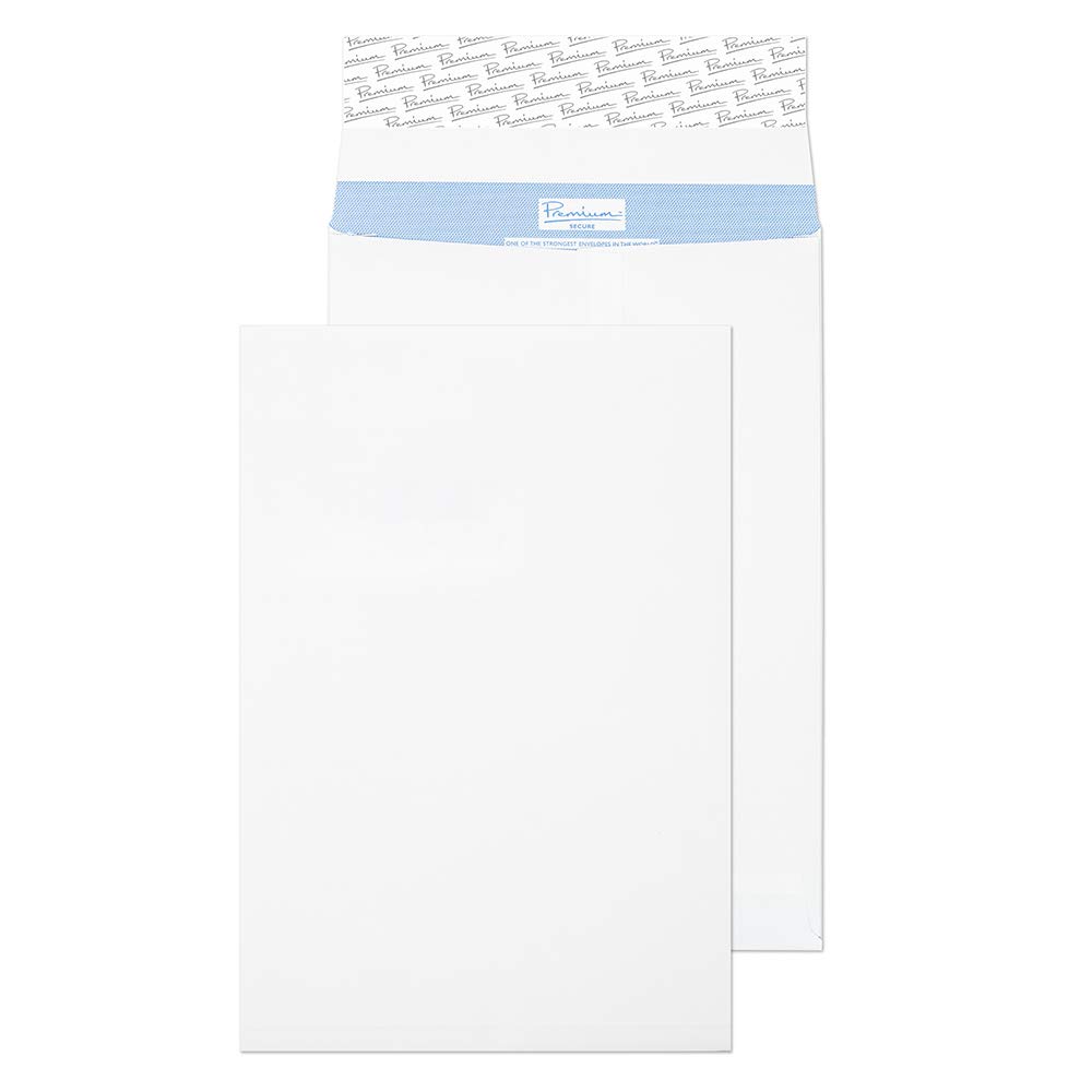 Blake Secure C4 324 × 229 × 25 mm 125 gsm Tear Resistant Gusset Pocket Peel & Seal Envelopes (TR9902) White - Pack of 20
