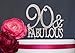 90 Cake Topper - Premium Metal 90 and Fabulous Rhinestone Gem Cake Topper. Perfect 90th Birthday Party Keepsake and Decoration. Sparkling Bling Makes a Great Centerpiece. (90&Fab Silver)