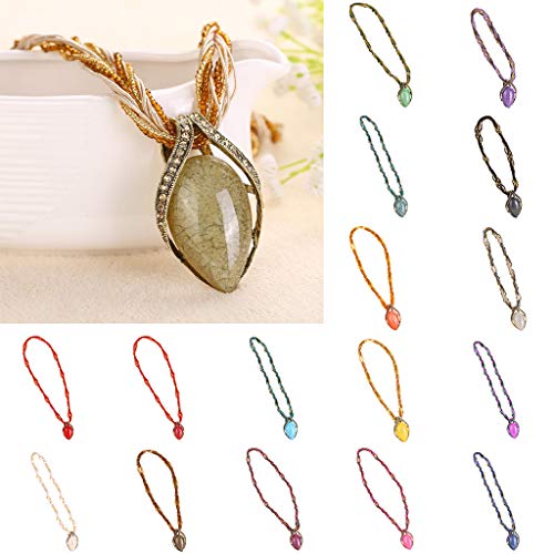 Challyhope Fashion Retro Bohemian Turquoise Stone Pendant Collar Statement Chunky Necklaces Rhinestone Gem Jewelry for Women Beach Hawaii (Blue) - Thumbnail 5