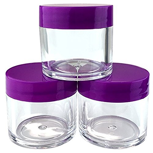 (Quantity: 12 Pieces) Beauticom 30G/30ML (1 Oz) Round Clear Jars with PURPLE Flat Top Lids for Beads, Gems, Glitter, Charms, Small Arts and Crafts - BPA Free