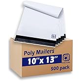 POLYSELLS 500 Pack 10x13 Inch Poly Mailers Shipping Envelopes, Strong Adhesive Sealing, Waterproof, and Tear-resistant Postal Mailing Bags for Clothing, Books, and Accessories White