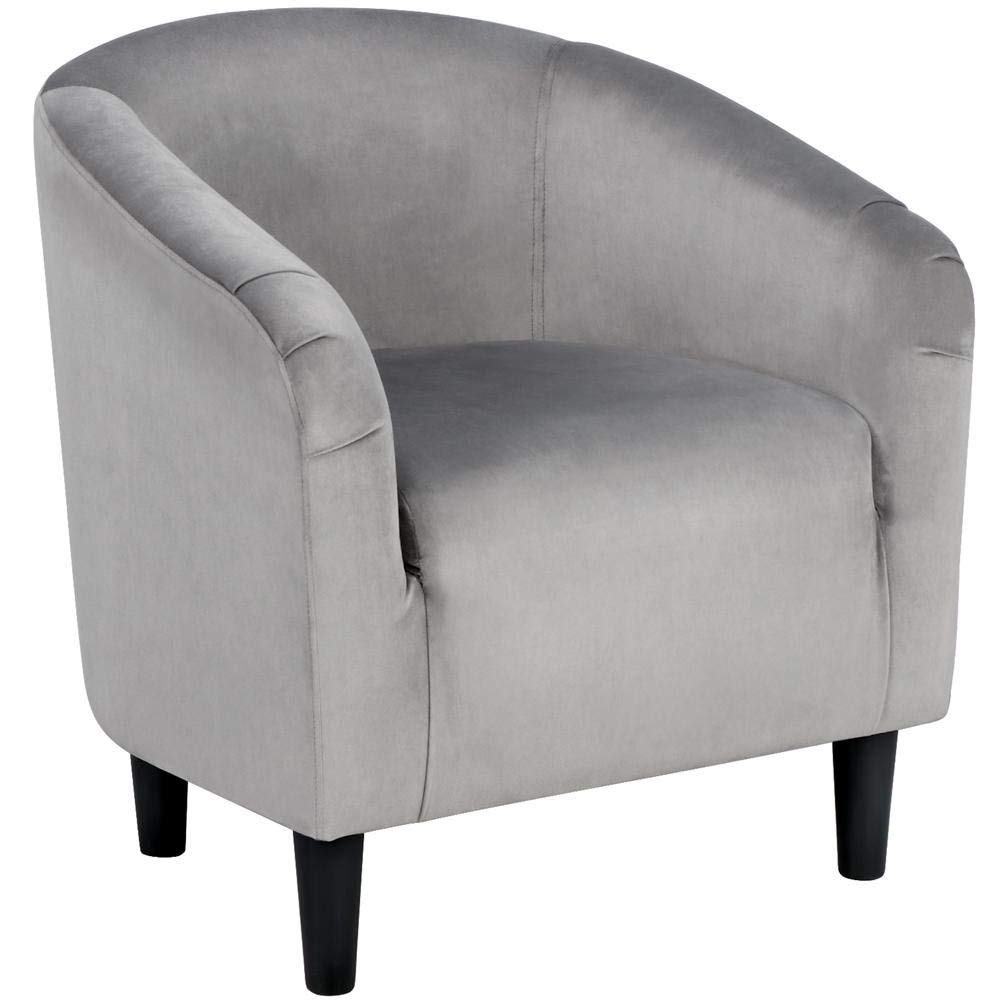 similar)Yaheetech Velvet Arm Chair Home Modern Club Chair Accent Chair Upholstered Barrel Chair Gray