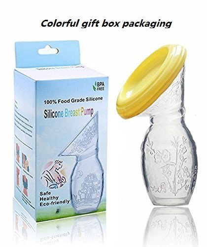 Manual Breast Pumps Silicone Breastfeeding Pump Milk Pump Suction with Protective Lid, 100% Food Grade BPA-Free Manual Hands Free