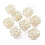 Feyarl Gold Napkin Rings Sparkly Crystal Beads Napkin Holders for Wedding Centerpieces Special Occasions Celebration Romantic Candlelit Banquet Festival Decoration(8pcs)