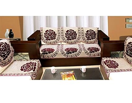 Zesture Bring Home 6 Piece Cotton Sofa and Chair Cover Set - Maroon