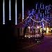 Outdoor Solar String Lights, 8 Tubes 288 LED Solar Powered Meteor Shower Rain Light, Falling Raindrop Christmas Lights, Waterproof Cascading Lights for Halloween Party Wedding Xmas Tree Decor (Blue)…