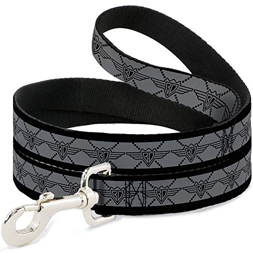 Buckle-Down Dog Leash BD Monogram2 Gray Black 6 Feet Long 0.5 Inch Wide