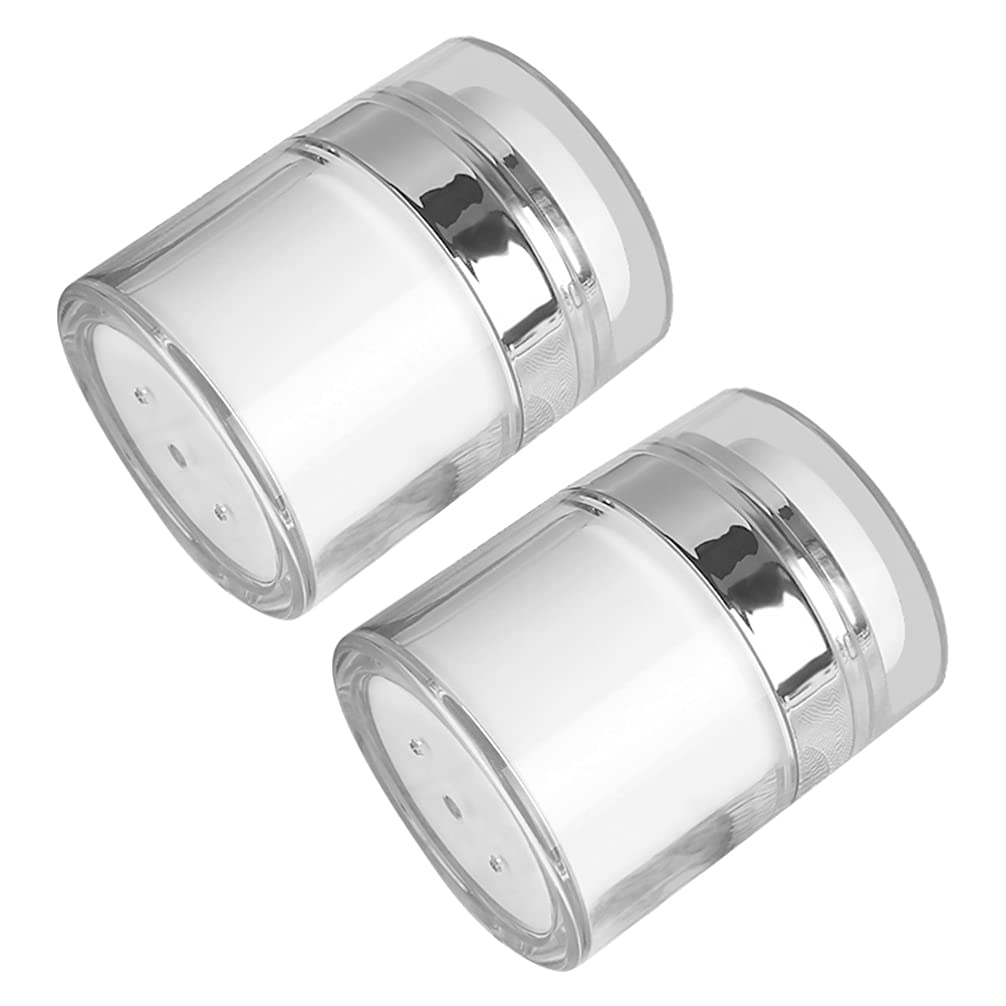 LALAFINA 2Pcs Airless Pump Jar Dispenser, Vacuum Press Face Cream Jars Empty Cosmetic Containers with Pump for Travel DIY Makeup, 30ML