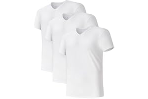 DAVID ARCHY Men's Undershirts Combed Cotton T-Shirt Soft Moisture-Wicking Undershirt Crew Neck or V Neck Tees 3 Pack