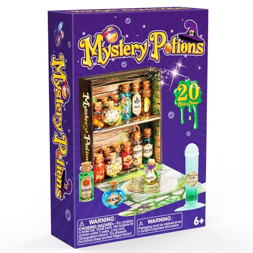Mystery Potion Making Kit for Kids - 20 Wizard Potion Bottles with Recipe Book, Glitter Charms Creative Activity Set Ages 6-12, Birthday Christmas Gift for Boys & Girls, Perfect for Harry Potter Fans