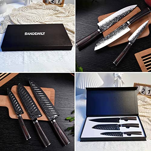 SANDEWILY Professional Chef Knife Set Ultra Sharp Kithen Knives 3PCS
