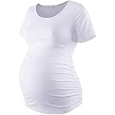 Bhome Maternity Shirt Short Sleeve Tshirt Summer Layering Pregnancy Tee