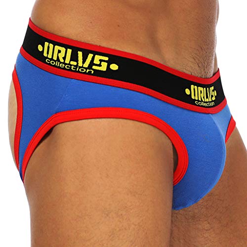 Man Sexy Briefs Underwear,Letter Printed Shorts Jockstrap Bulge Pouch Low Rise Breathable Underpant Bikinis Thongs Blue