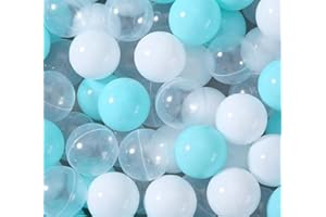 IAGBIBUI Ball Pit Balls for Toddlers 100 pcs, BPA Free Plastic Pool Ball for Kids Children, 2.16“ Balls Fun Toys Gift for Ball Pit, Kids Play Tent, Bounce House, Green,White,Transparent