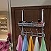 Lifewit Over The Door Hook Hanger Two Tiers with 10 Hooks and Mesh Basket Adjustable Storage Rack for Coats Hats Robes to (White)