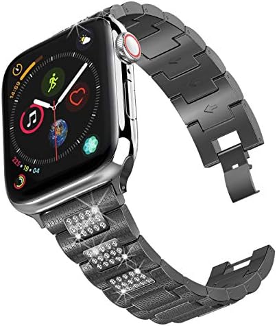 hooroor Bling Bands Compatible Apple Watch Band 38mm 40mm/42mm 44mm iWatch Series 6 SE 5 4 3 2 1 for Women Men, Diamond Rhinestone Bracelet Stainless Steel Metal Replacement Wristband Strap