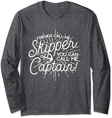Unisex Friends Call Me Skipper Funny Captain Long Sleeve T-Shirt XL: Dark Heather