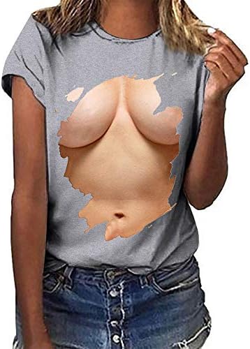 Women T-Shirt Short Sleeve 3D Creative Big Chest Plus Size Tees Tops Blouse