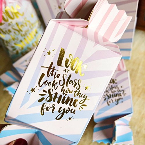 Zealax Decorative Party Favor Treat Boxes Pastel Pink Candy Shaped Shiny Gold Letters for Baby Shower,Wedding,Birthday,Holiday,6.3x2.3x2.3inch,10pcs