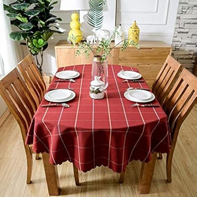 Jjsfjh Red Brown Lattice Table Cover Oval Waterproof Easy Clean For Coffee Table Dining Table Weight Cotton Linen Fabric Dust Proof Table Cover For Kitchen Dinning Tableto Buy Online At Best Price