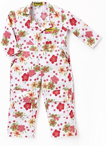 Rosies Workwear Girls Gardening Coveralls Pink White Floral (size 7/8 T)