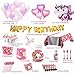 180+ PCS Complete Unicorn Party Supplies & Decorations - Glittery Unicorn Headband | Disposable Tableware Set | 30 Magical Balloons | 24 Pc Unicorn Cupcake Wrappers & Toppers | Party Favors