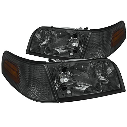 Spec-D Tuning 2LCLH-VIC98G-EU Ford Crown Victoria Crystal Smoke Headlights+Tinted Corner Lamps
